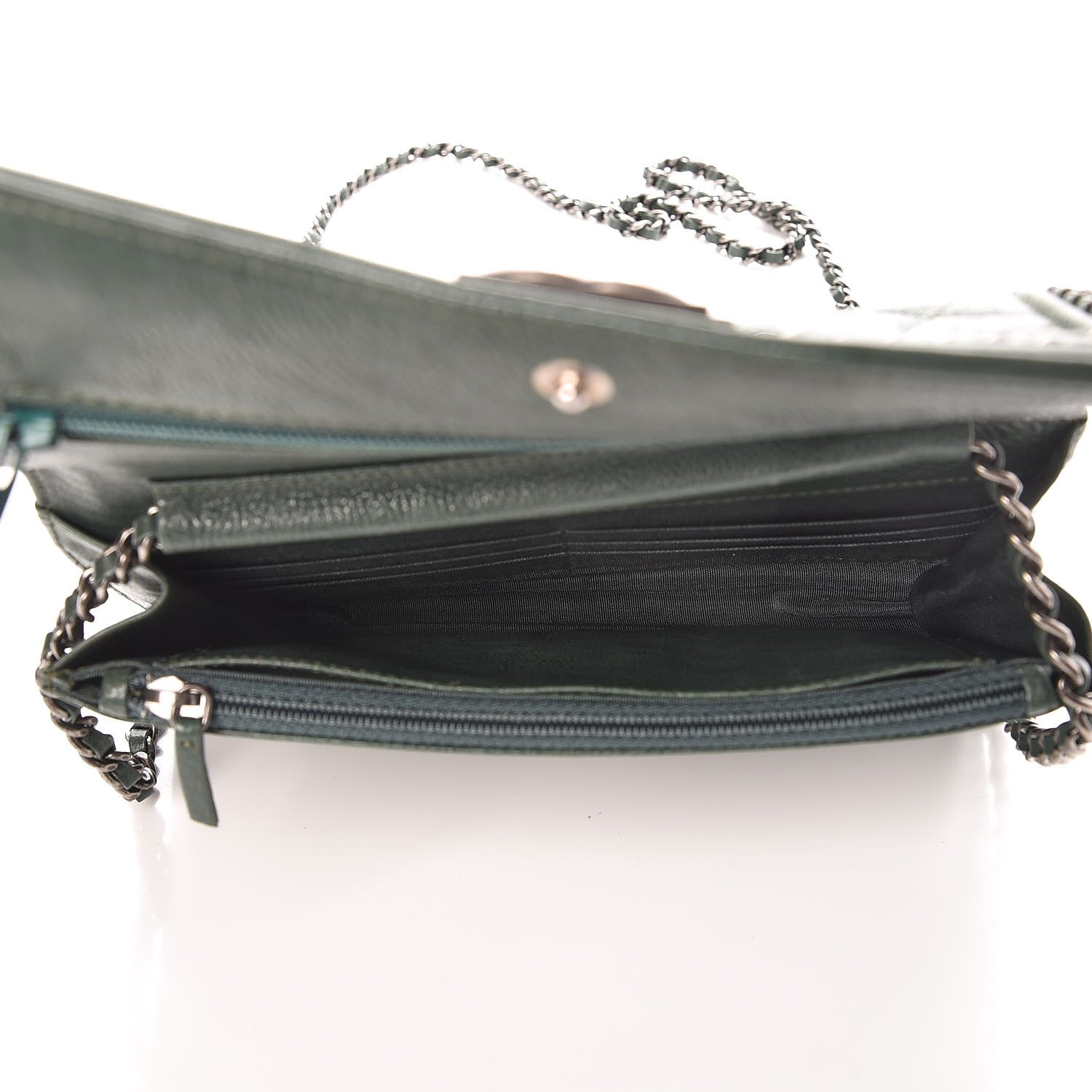 Chanel Calfskin Quilted Chain Around Boy Wallet On Chain WOC Green 5 of 10