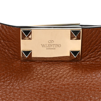 Valentino Garavani Pebbled Calfskin Rockstud Tote Brown 7 of 10
