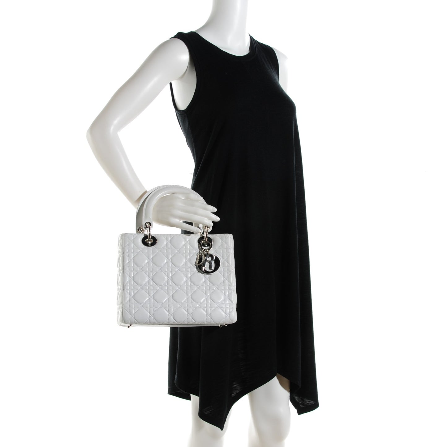 Lambskin Cannage Medium Lady Dior White