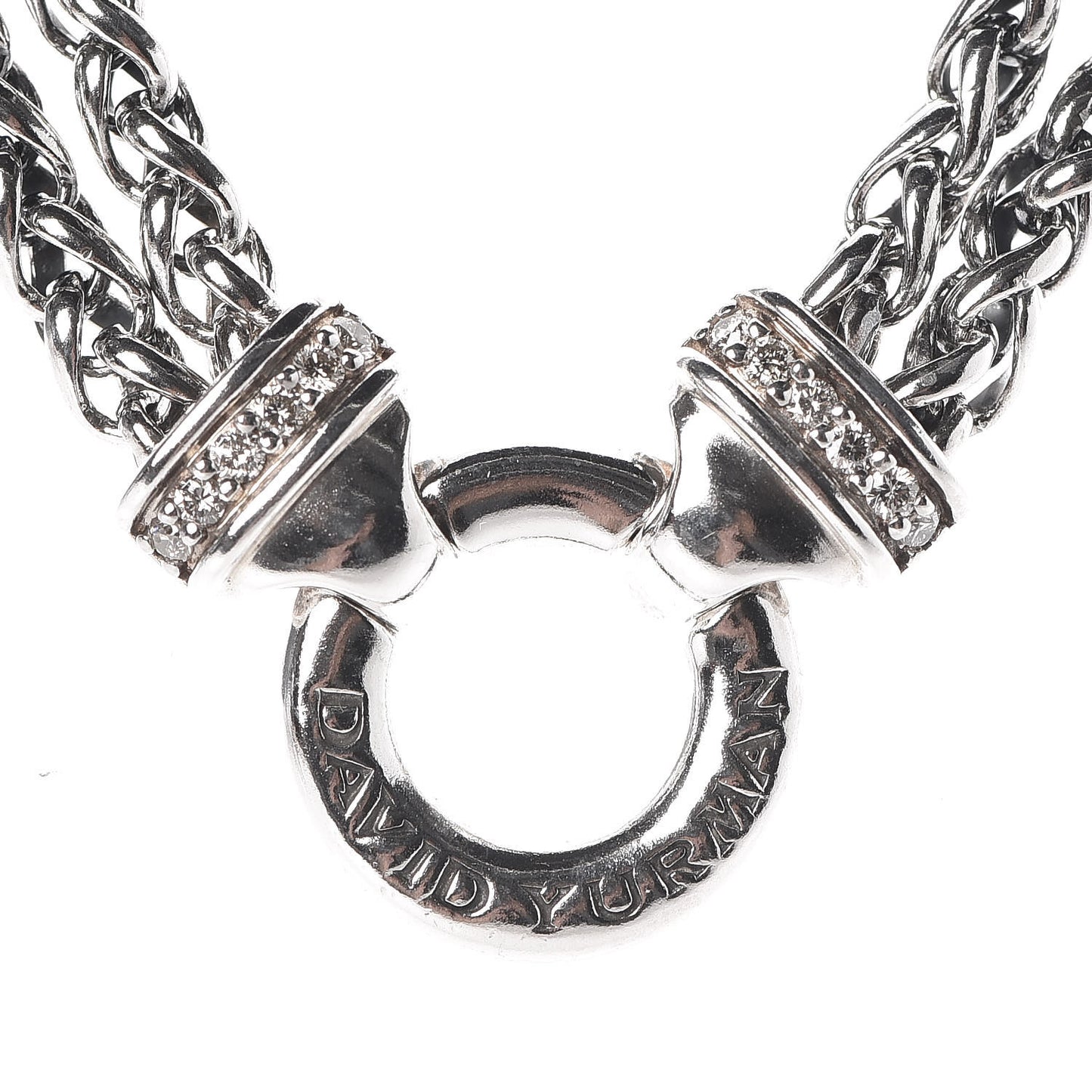 Sterling Silver Diamond 18mm Double Wheat Chain Necklace