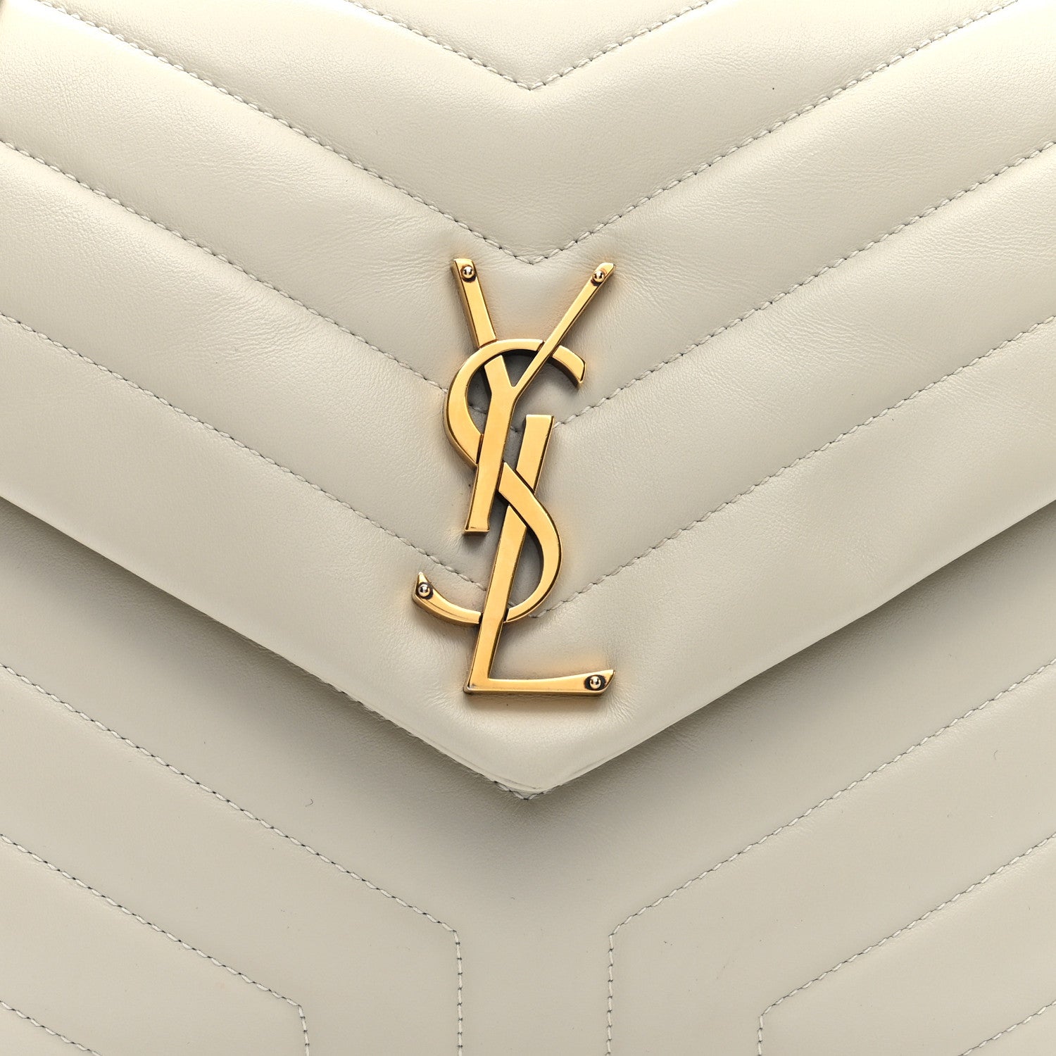 Saint Laurent Calfskin Y Quilted Monogram Medium Loulou Chain Satchel Crema Soft 7 of 9