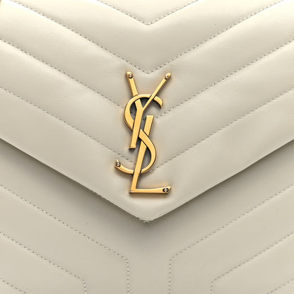 Saint Laurent Calfskin Y Quilted Monogram Medium Loulou Chain Satchel Crema Soft 7 of 9