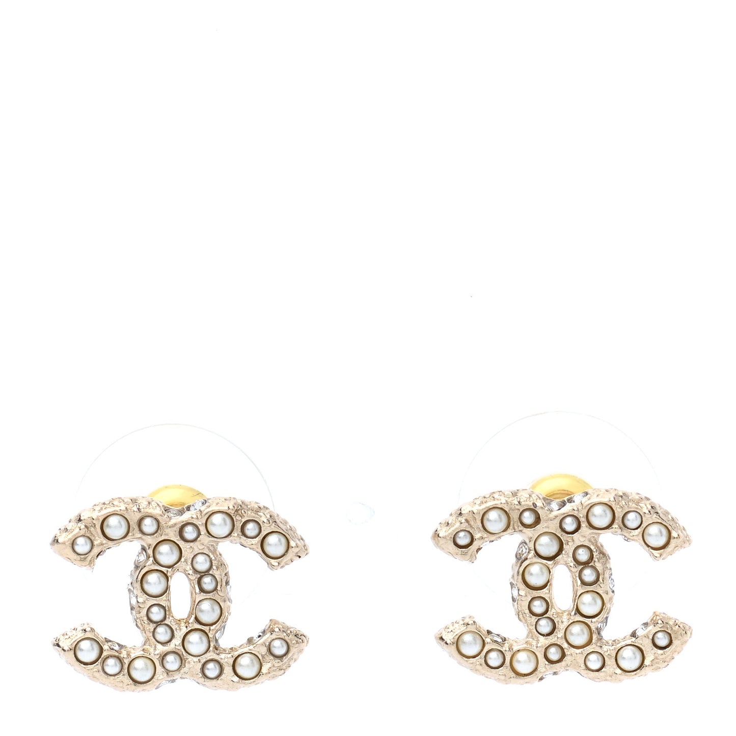 Graduated Pearl CC Earrings Gold