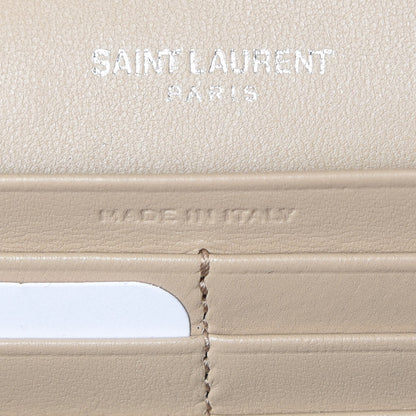 Saint Laurent Lambskin Y Quilted Monogram Large Loulou Flap Wallet Nude Powder 7 of 12
