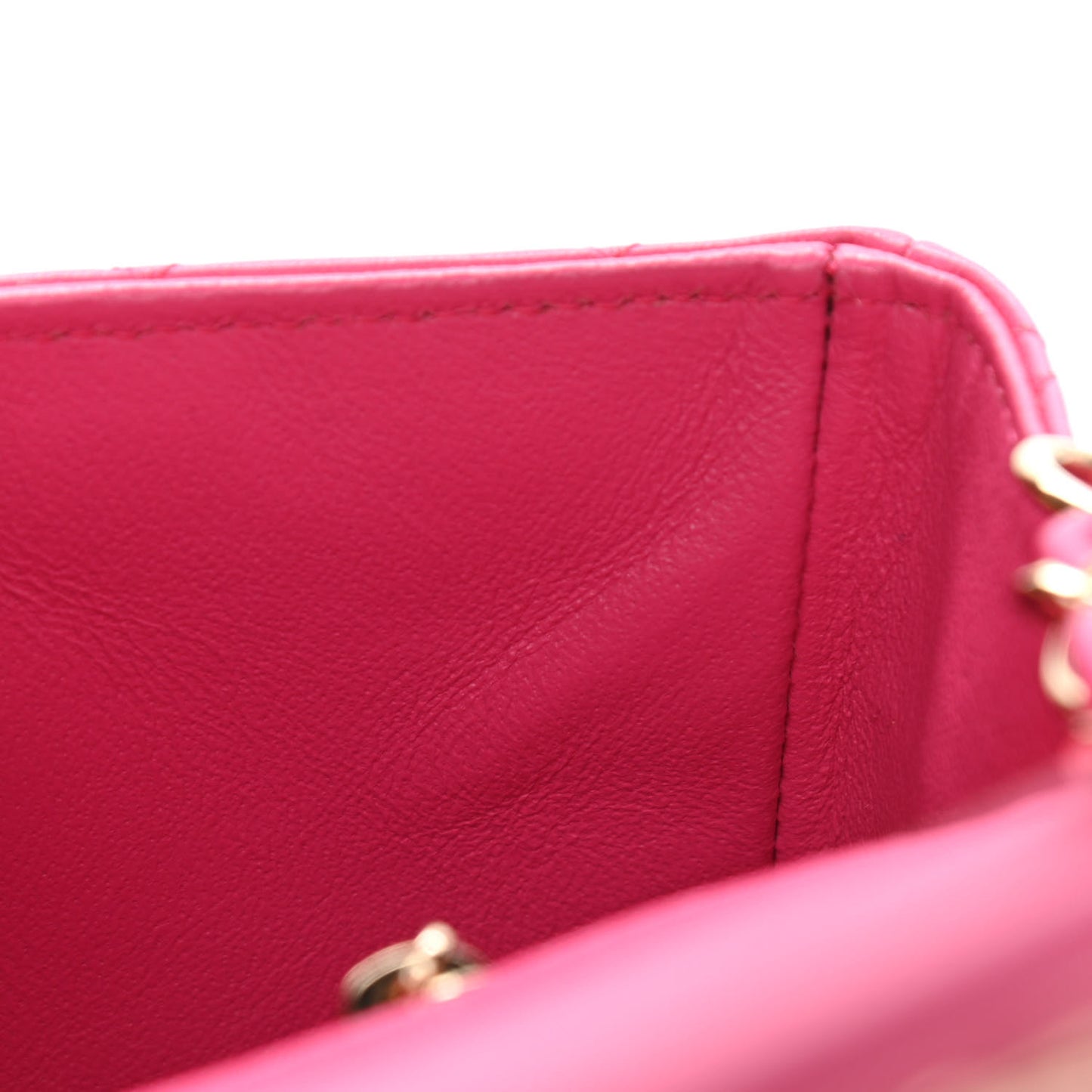 Lambskin Quilted Mini Rectangular Flap Fuchsia