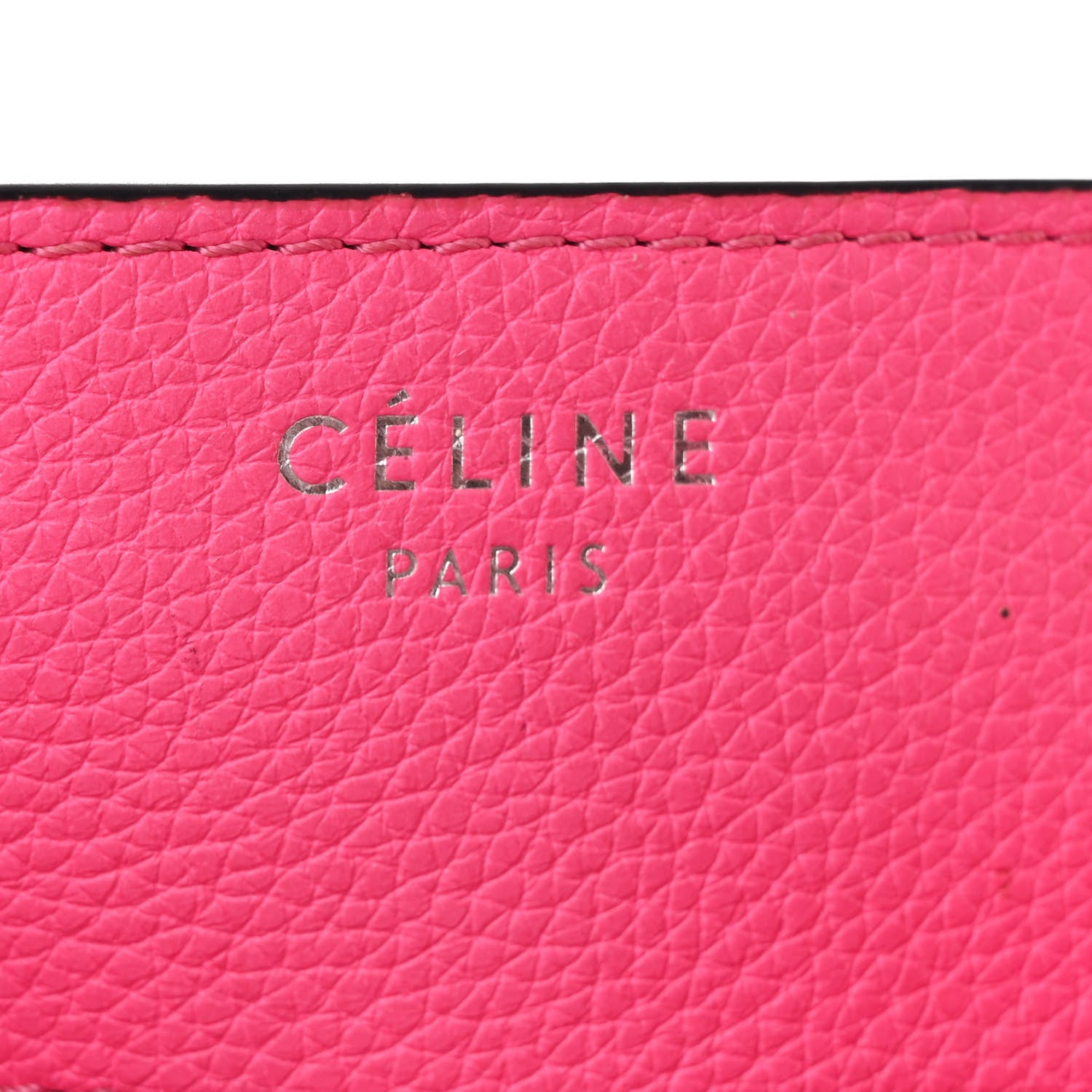 Celine Drummed Calfskin Mini Luggage Fluo Pink 6 of 13