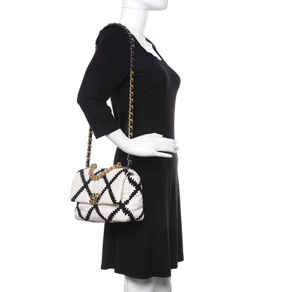 Chanel Calfskin Crochet Medium 19 Flap White Black 2 of 10