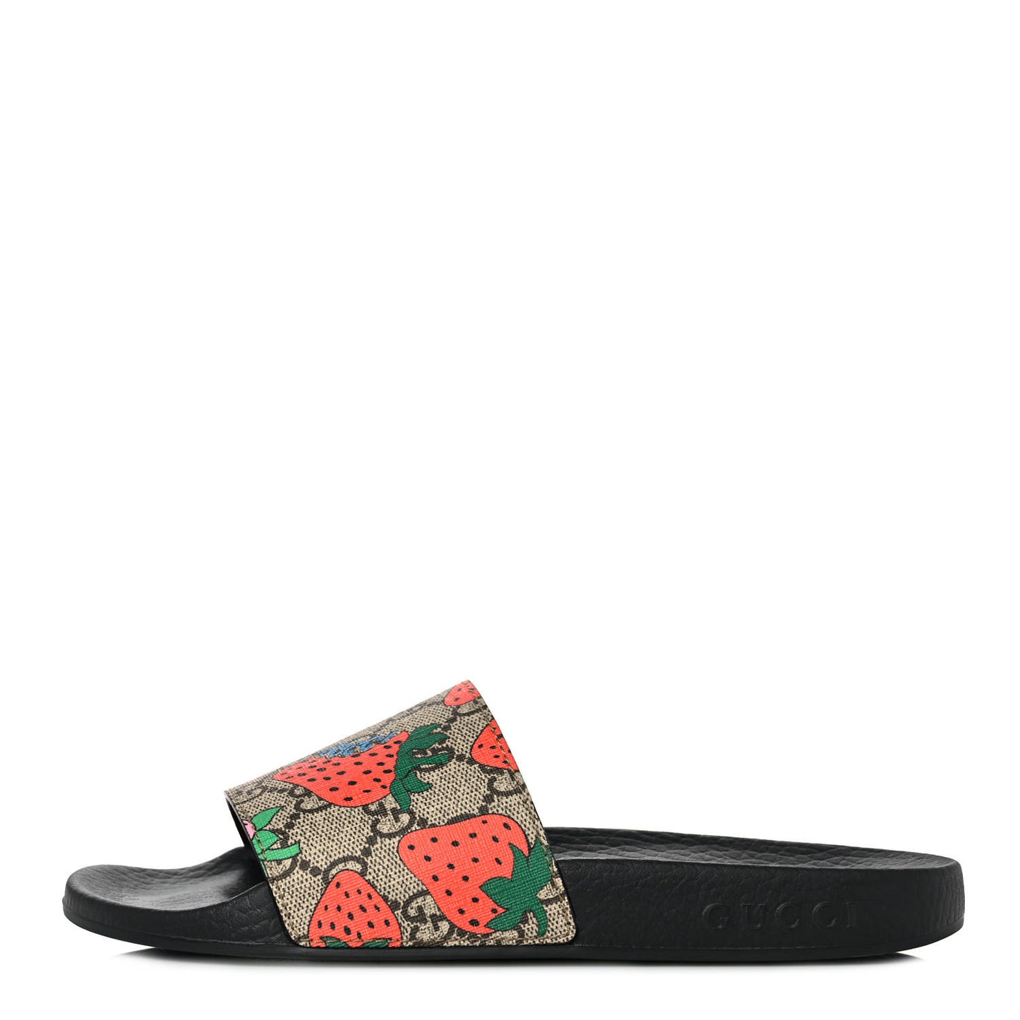 GG Supreme Monogram Strawberry Slide Sandals 36 Beige Multicolor