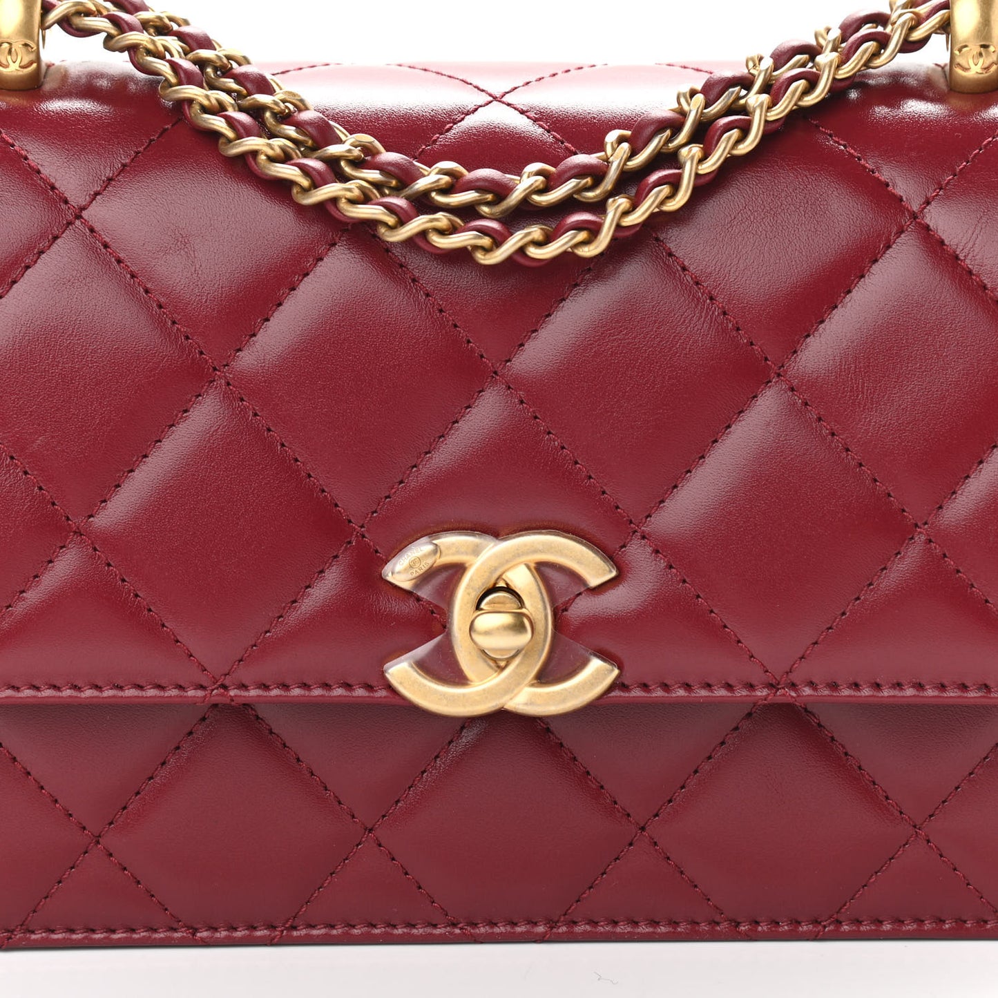 Calfskin Quilted Mini Perfect Fit Flap Burgundy