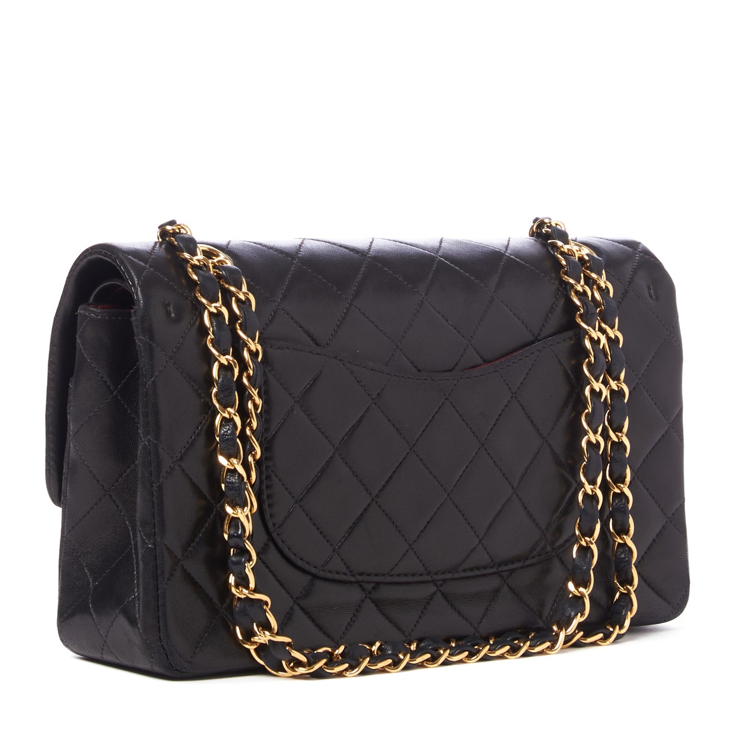Lambskin Quilted Medium Double Flap Black