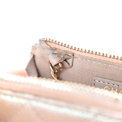 Chanel Iridescent Caviar Quilted Zipped Key Holder Case Beige 18 of 21