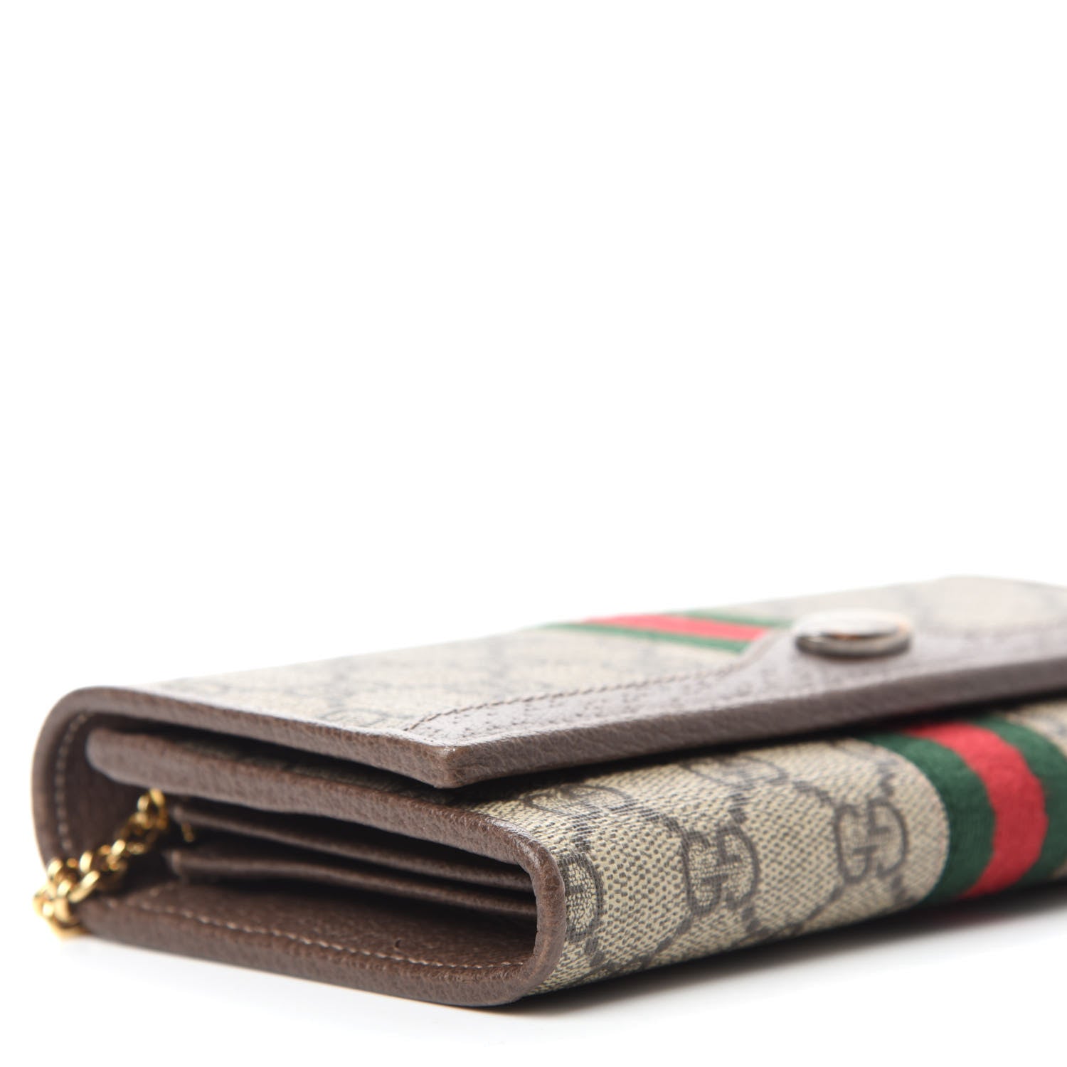 Gucci GG Supreme Monogram Web Ophidia Wallet On Chain Brown 9 of 11