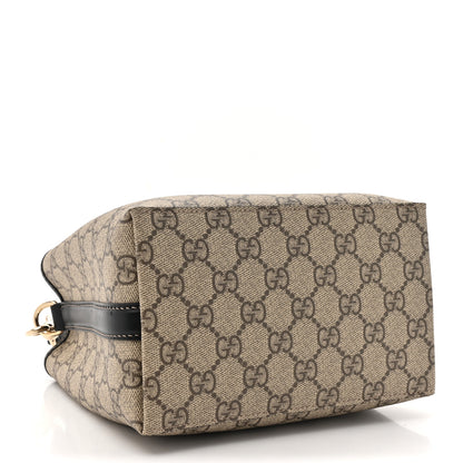 Gucci GG Supreme Monogram Emblem Mini Bucket Bag Beige Dark Brown Black 4 of 10