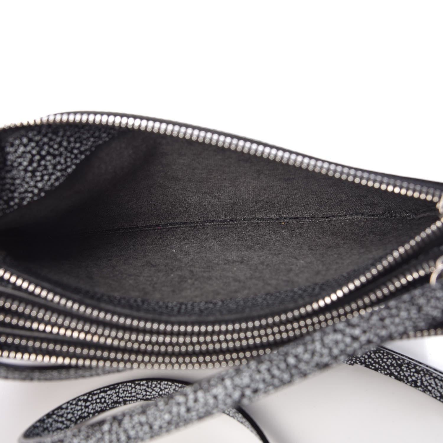 Celine Lambskin Embossed Small Trio Crossbody Bag Black White 5 of 10