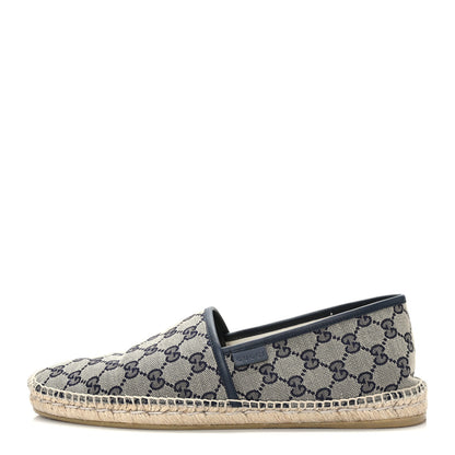 Gucci Monogram Miro Soft Calfskin Mens Espadrilles 12 Beige Blue 1 of 8