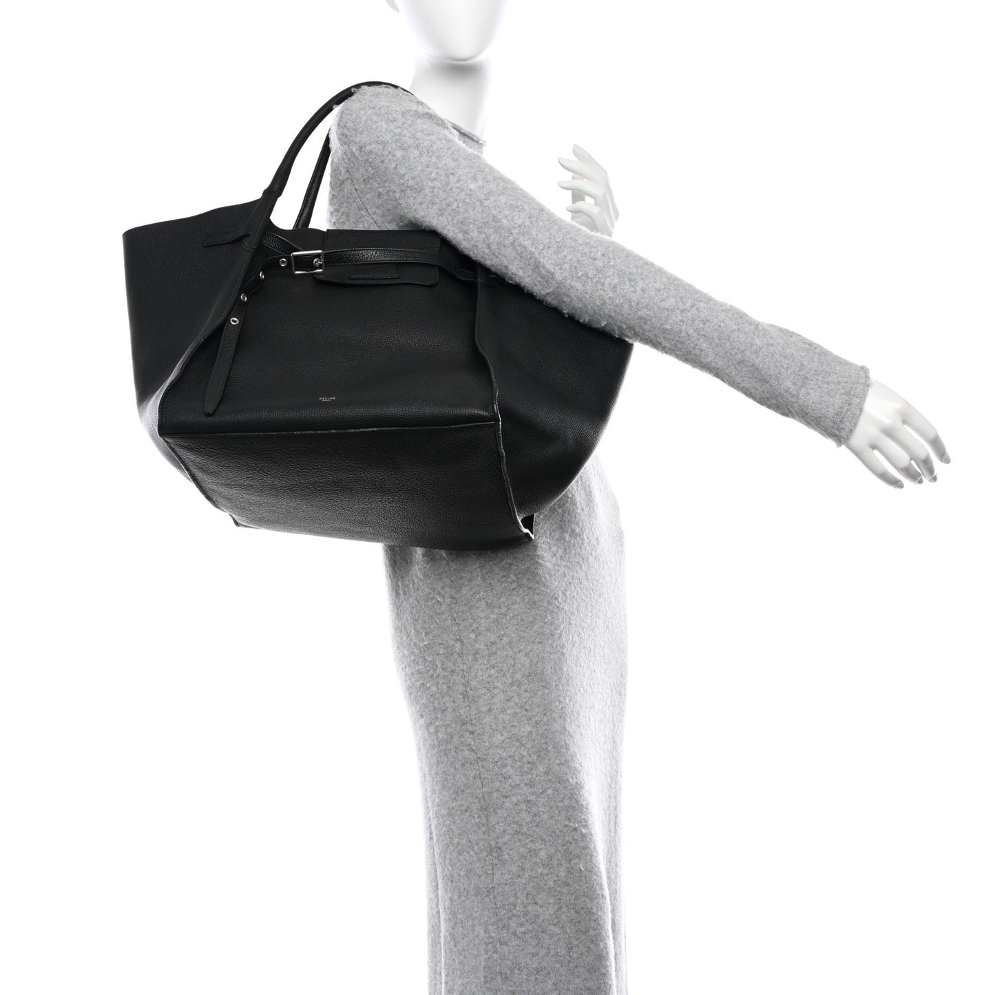 Supple Grained Calfskin Medium Big Bag Black