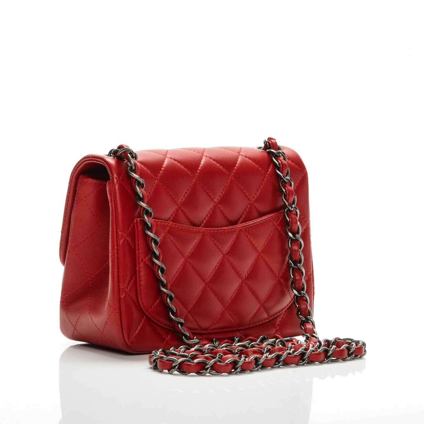 Lambskin Quilted Mini Square Flap Red