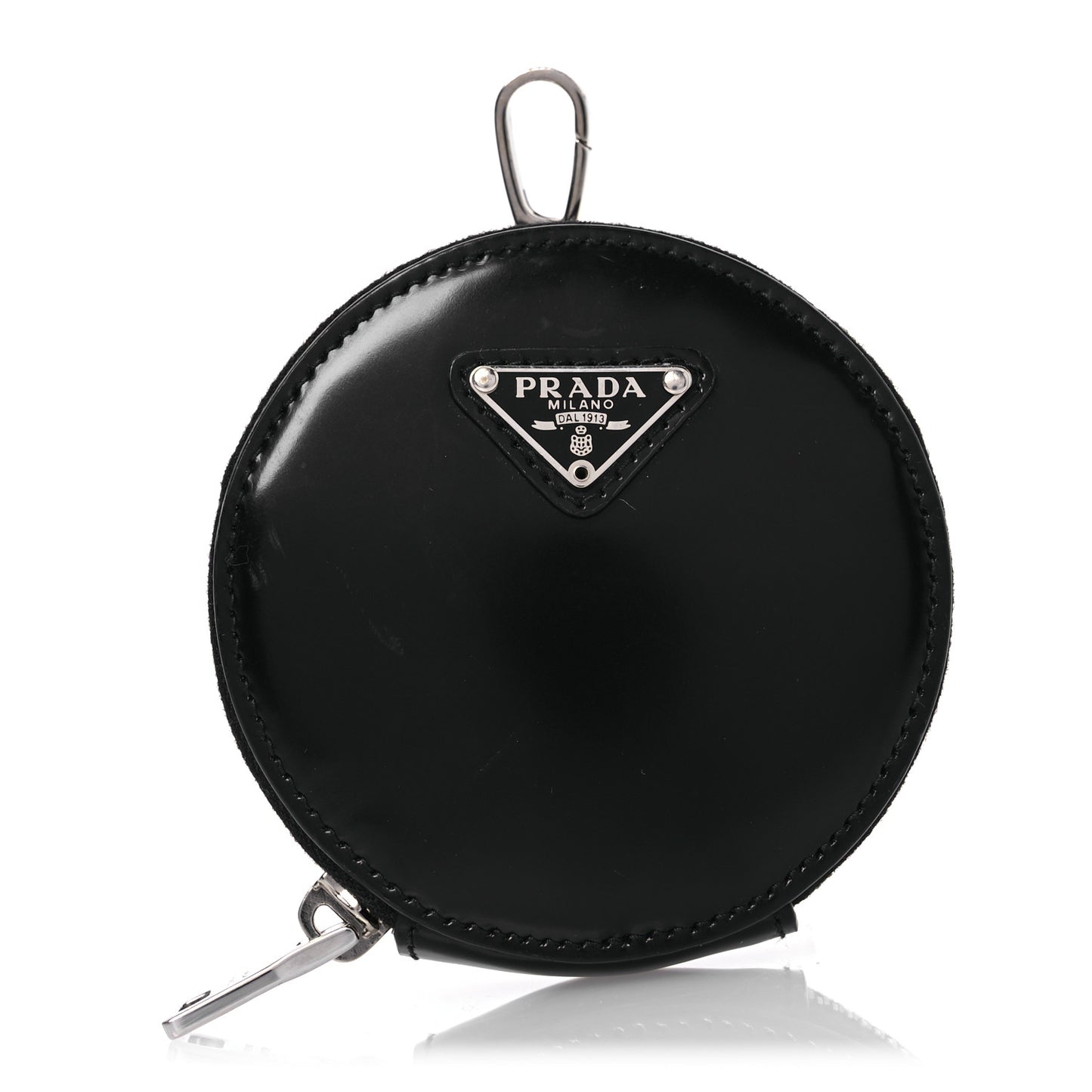 Spazzolato Round Coin Pouch Bag Charm Black
