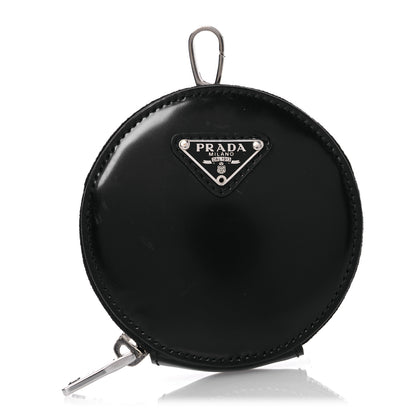 Prada Spazzolato Round Coin Pouch Bag Charm Black 1 of 7