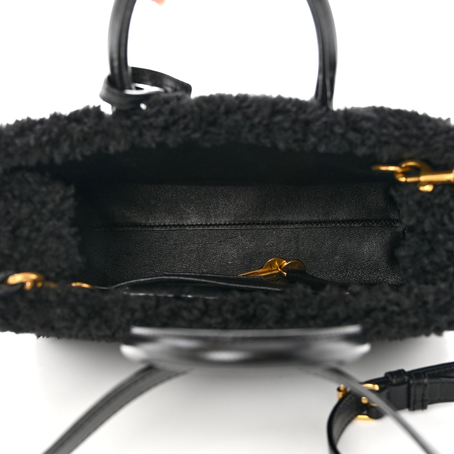 Shearling Nano Sac De Jour Black