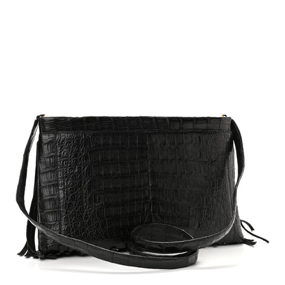 Nancy Gonzalez Crocodile Fringe Crossbody Clutch Black 3 of 10