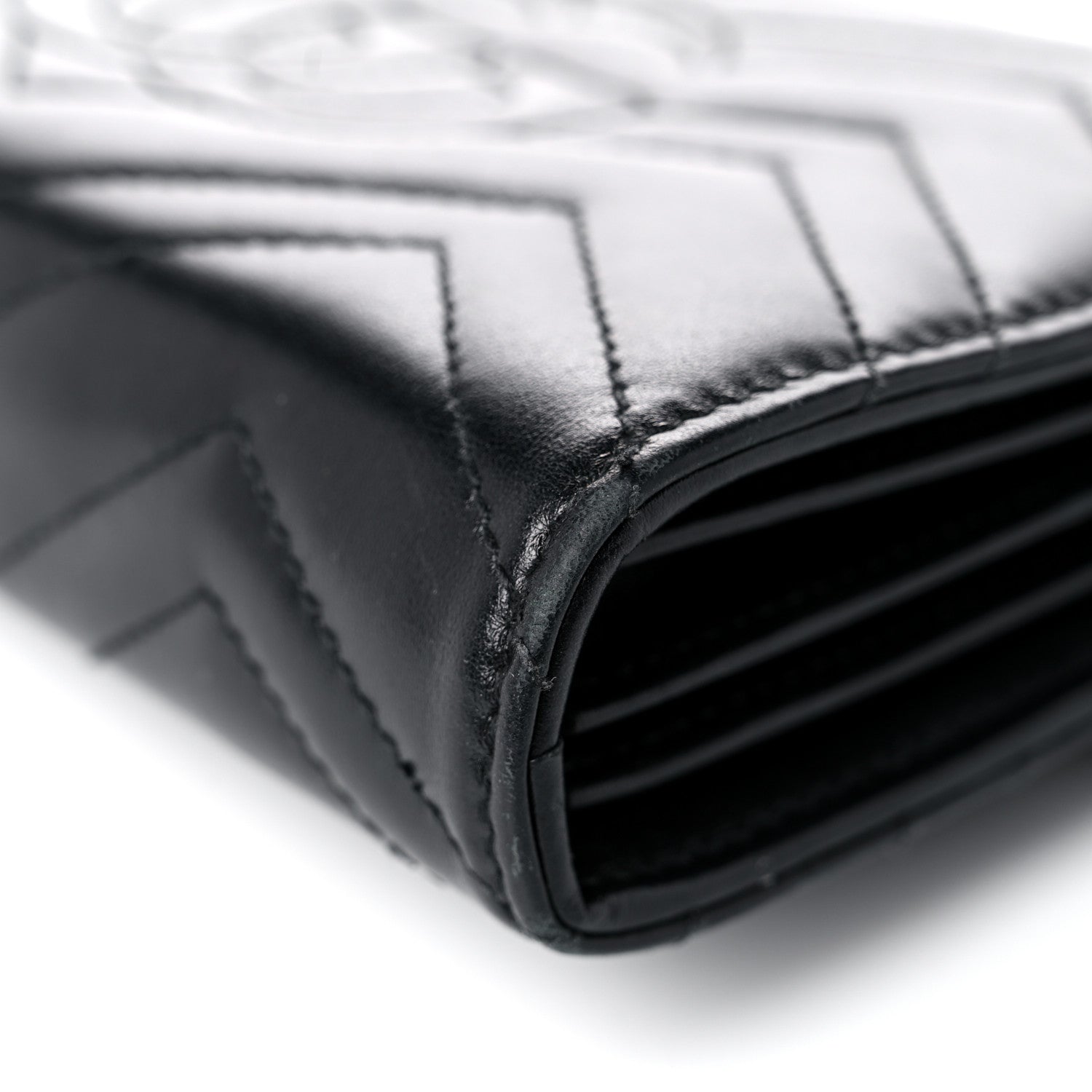 Gucci Calfskin Matelasse GG Marmont Chain Wallet Black 11 of 25
