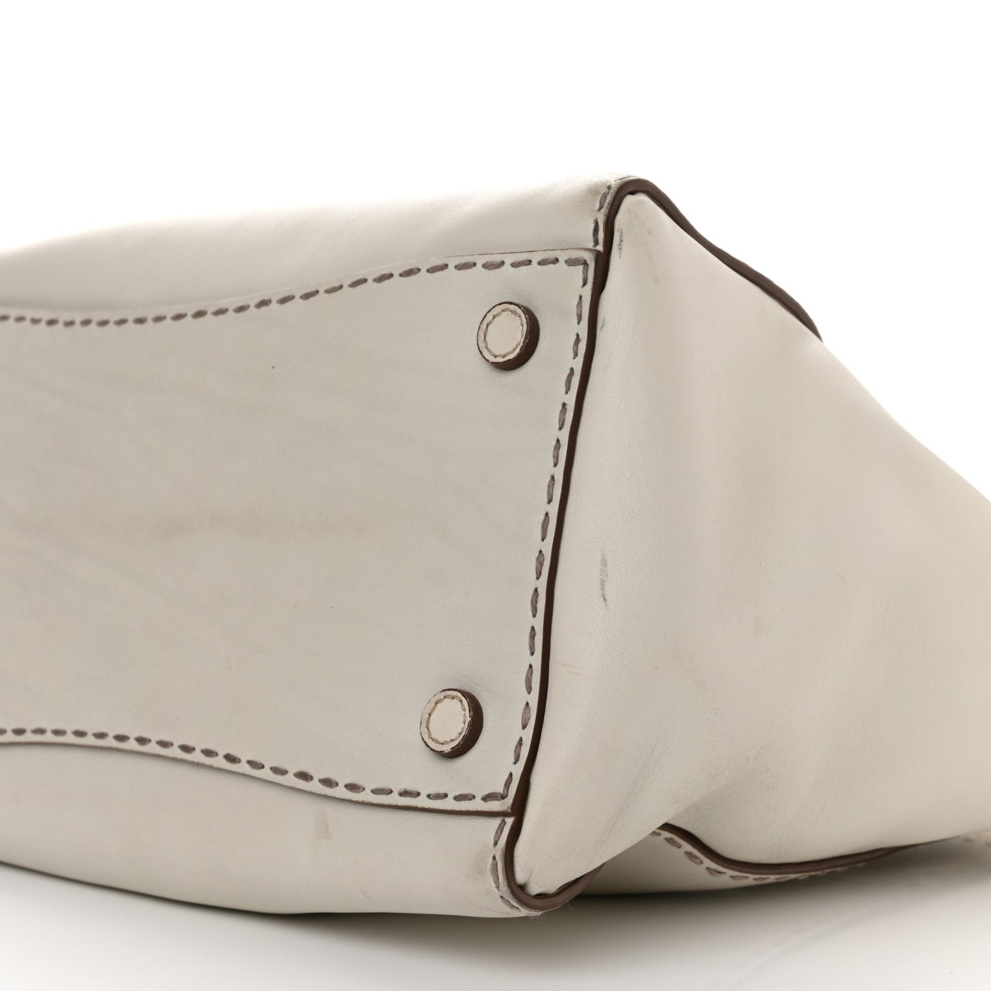 City Calf Small Hand Stitched Galleria Double Zip Tote White