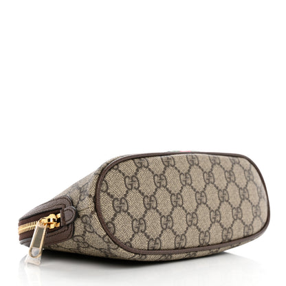 Gucci GG Supreme Monogram Textured Calfskin Web Large Ophidia Cosmetic Case Beige Ebony New Acero 4 of 8