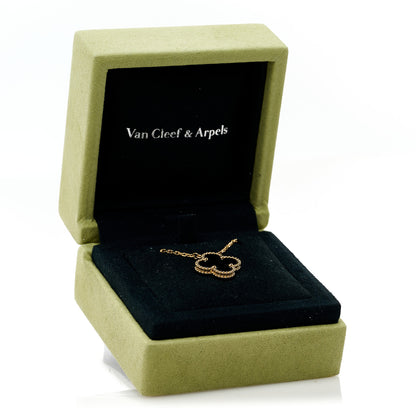 Van Cleef & Arpels 18K Yellow Gold Black Onyx Vintage Alhambra Pendant Necklace 5 of 6