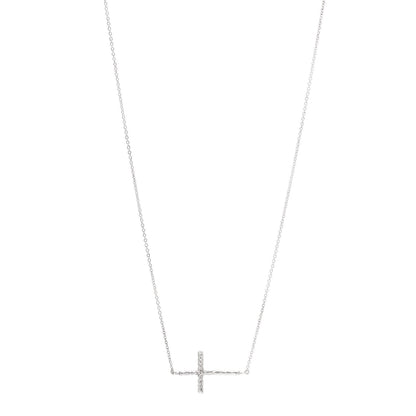 Tiffany Sterling Silver Paloma Picasso Hammered Sideways Cross Pendant Necklace 1 of 5