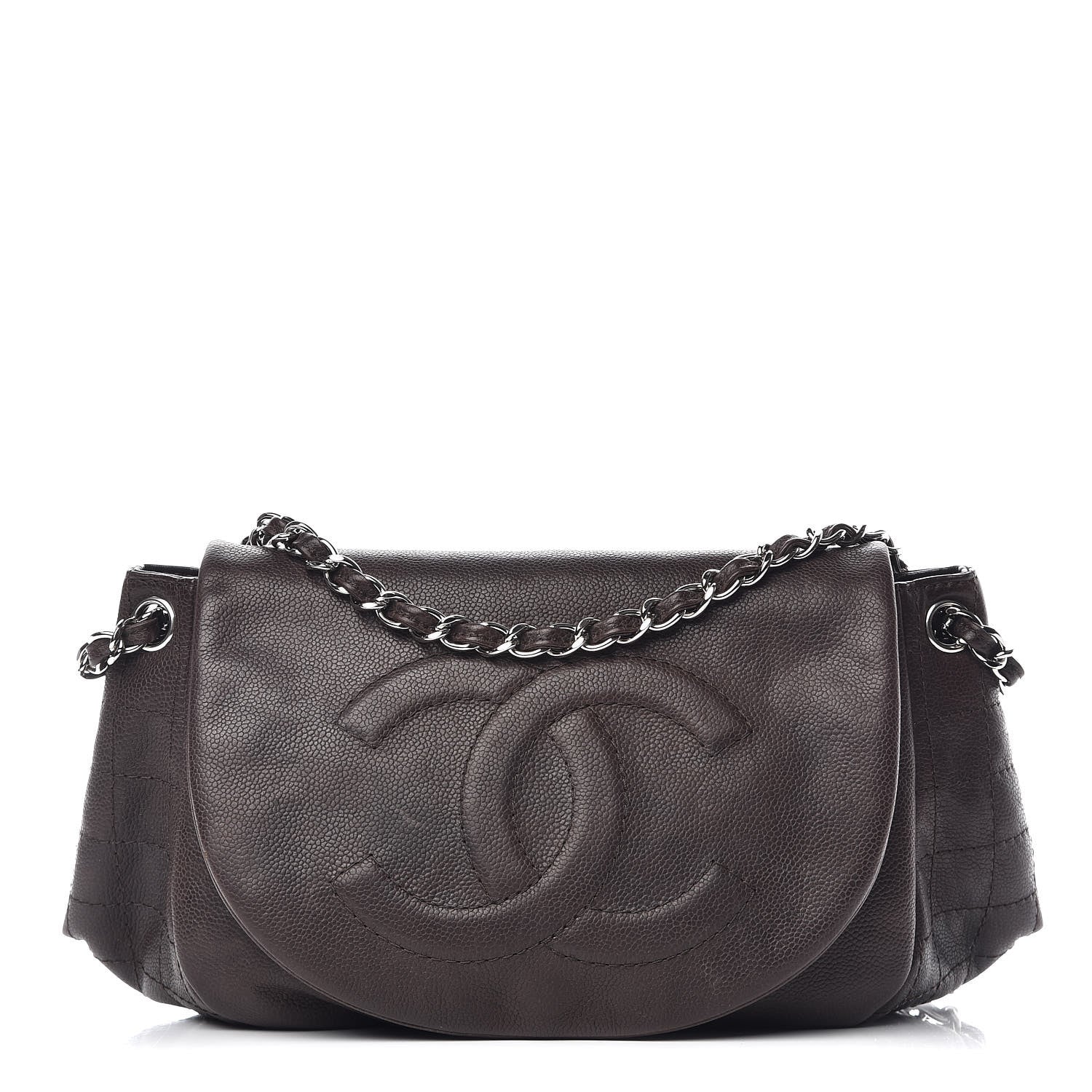 Chanel Caviar Half Moon Large Flap Dark Brown 1 of 15