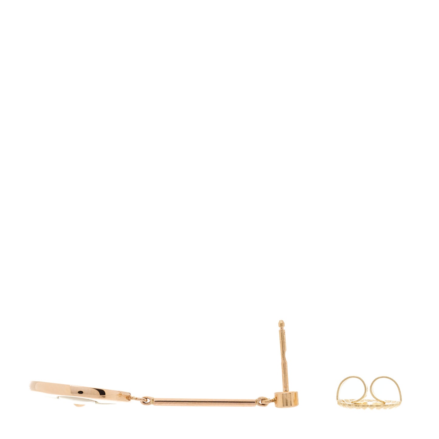 18K Pink Gold Diamond Mother of Pearl Color Blossom Long Single Earring
