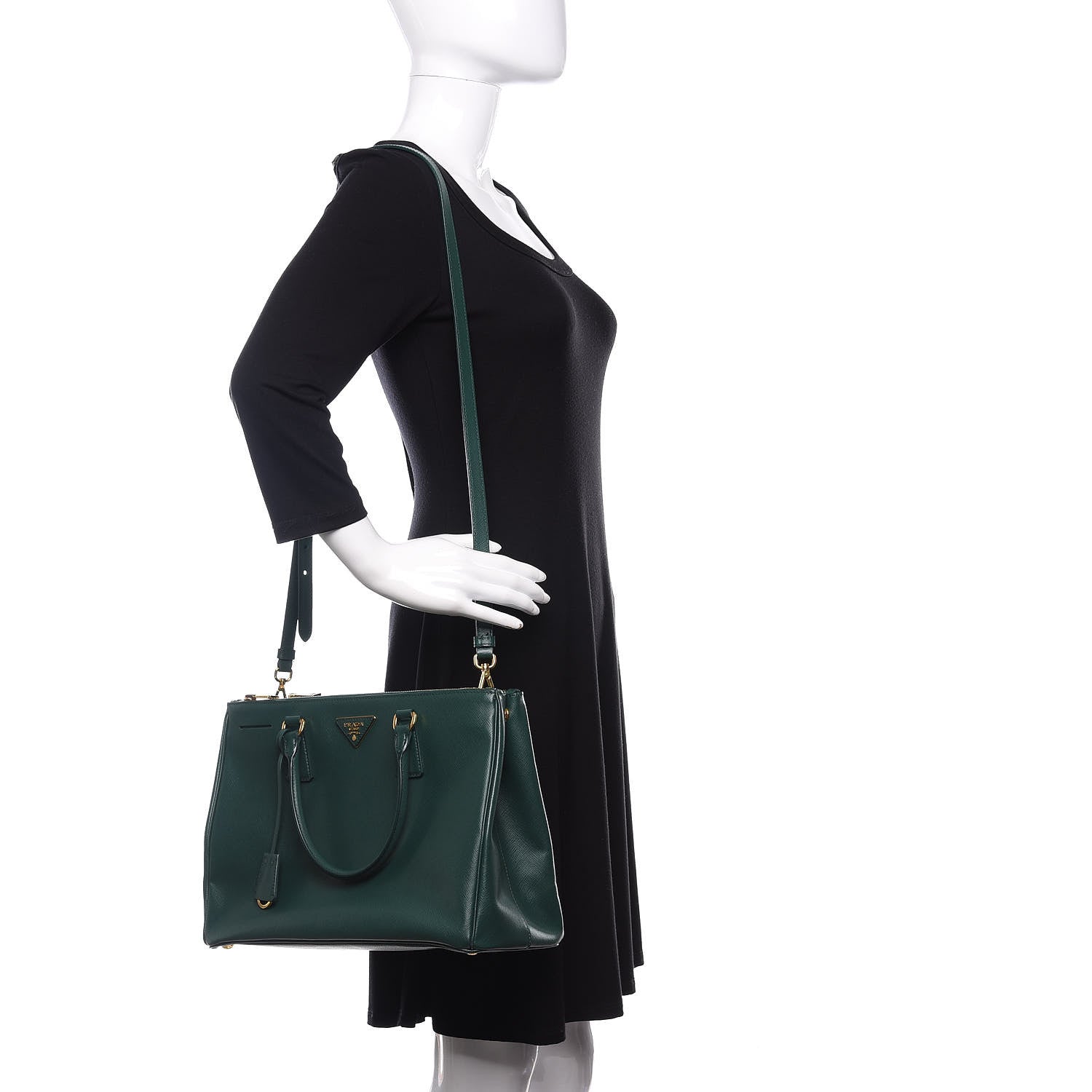 Prada Saffiano Medium Galleria Double Zip Tote Biliardo 2 of 10