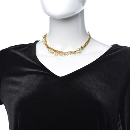 Christian Dior Pearl Charms Necklace Gold 2 of 4