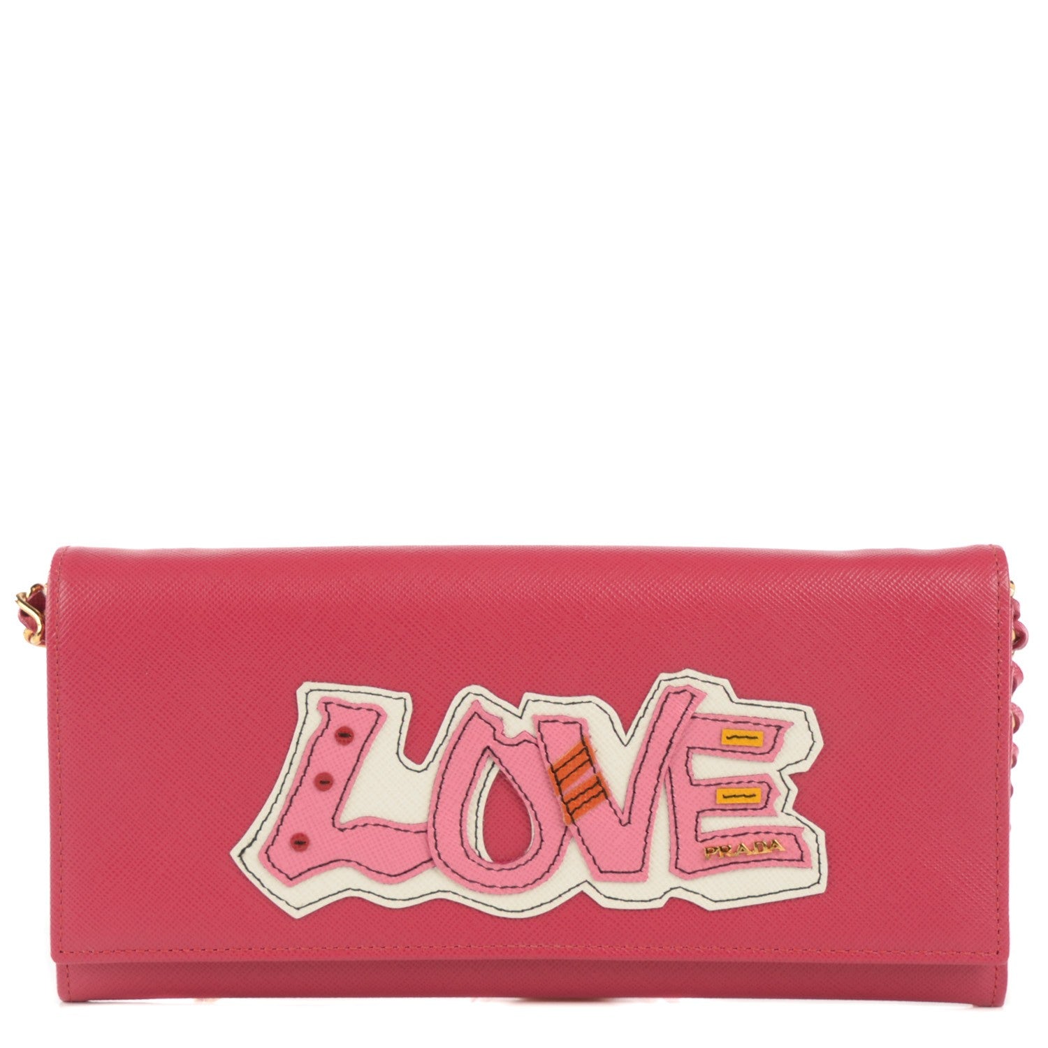 Prada Saffiano Love Chain Wallet Peonia 1 of 9