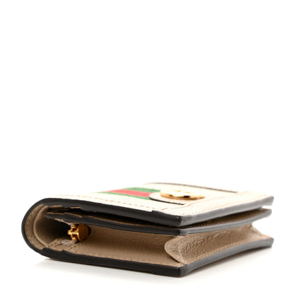 Gucci GG Supreme Monogram Textured Dollar Calfskin Web Ophidia Card Case Beige Mystic White Oatmeal 4 of 8