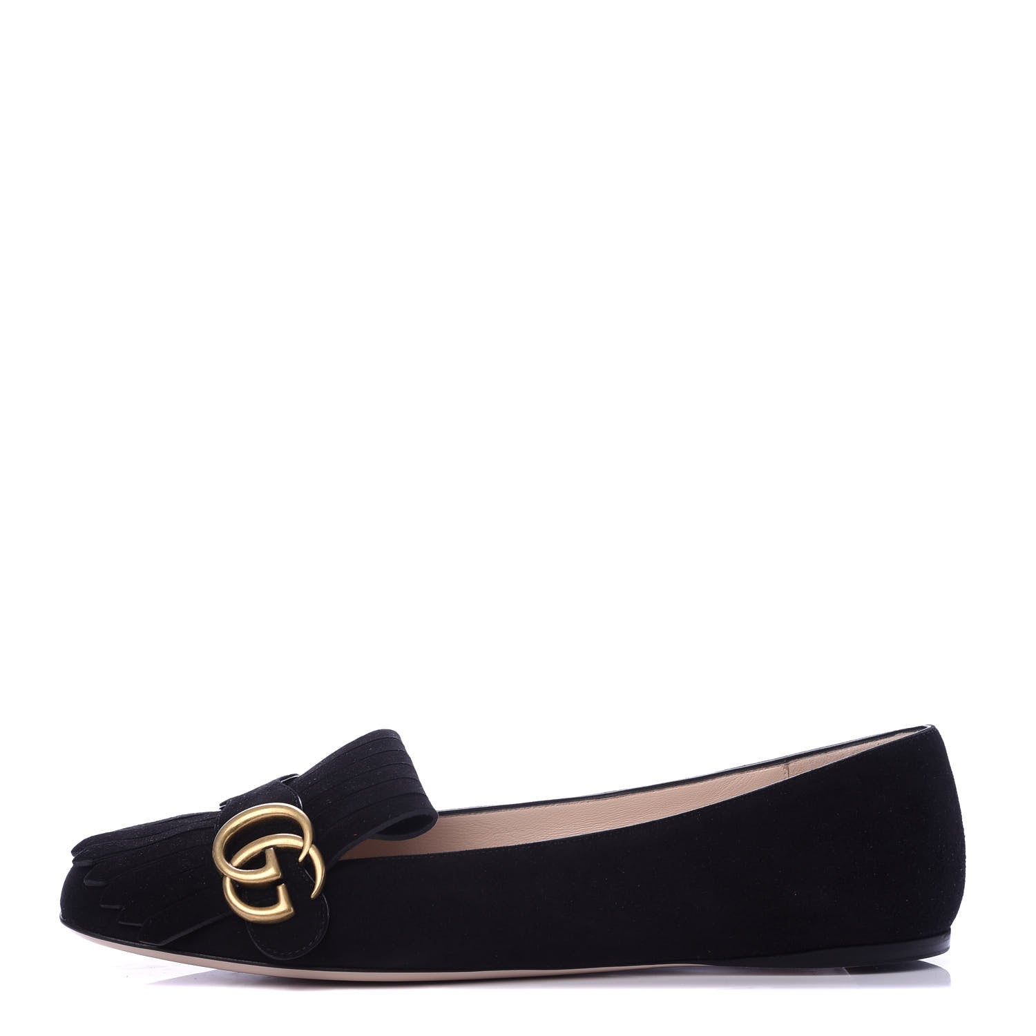 Gucci Kid Scamosciato GG Marmont Fringe Flats 40 Black 1 of 11