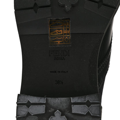 Fendi Calfskin Stretch Fabric Rockoko Biker Boots 38.5 Tobacco Black Marino 7 of 8