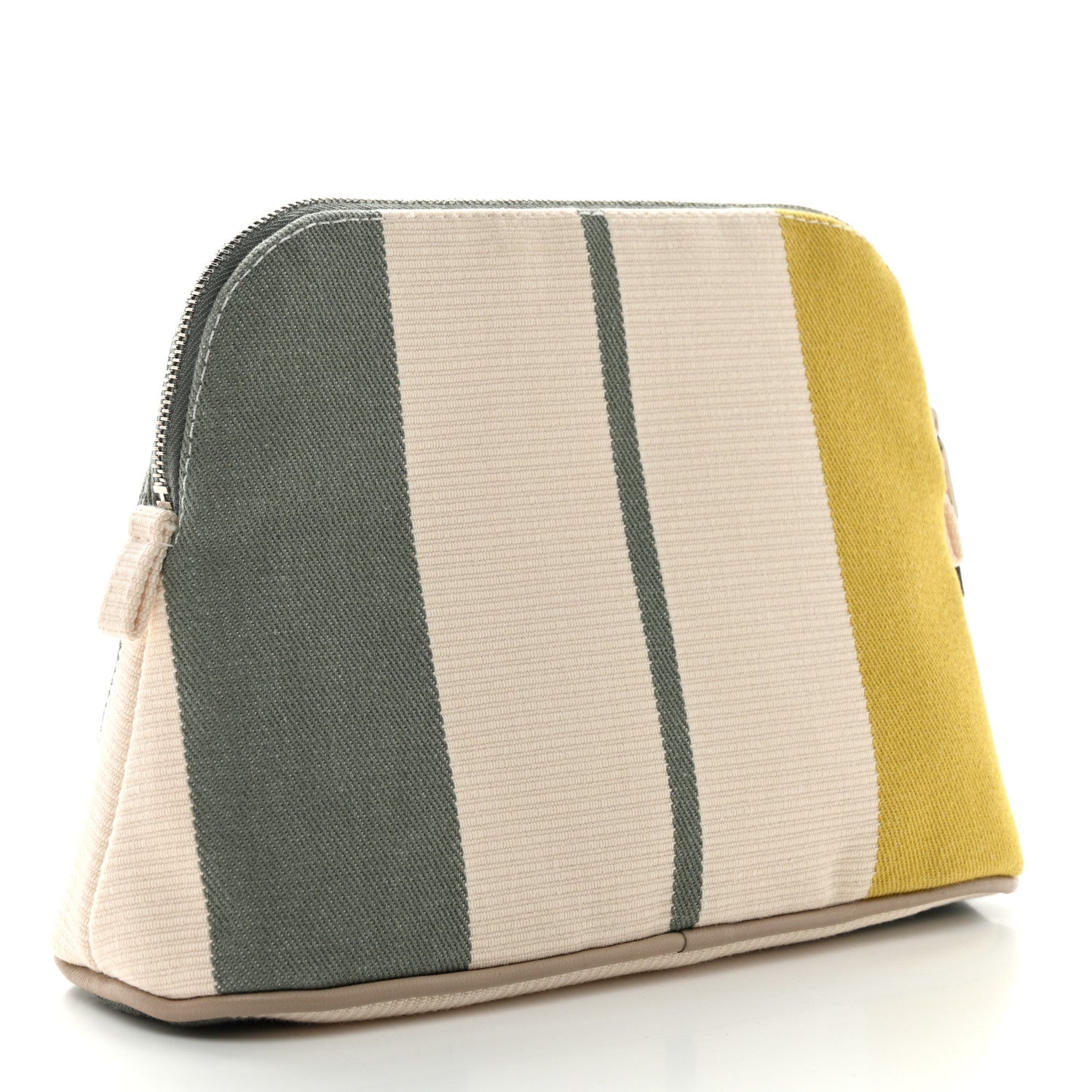 Hermes Cotton Stripe Bolide Rayures Rocabar Travel Cosmetic Pouch Absinthe 3 of 7