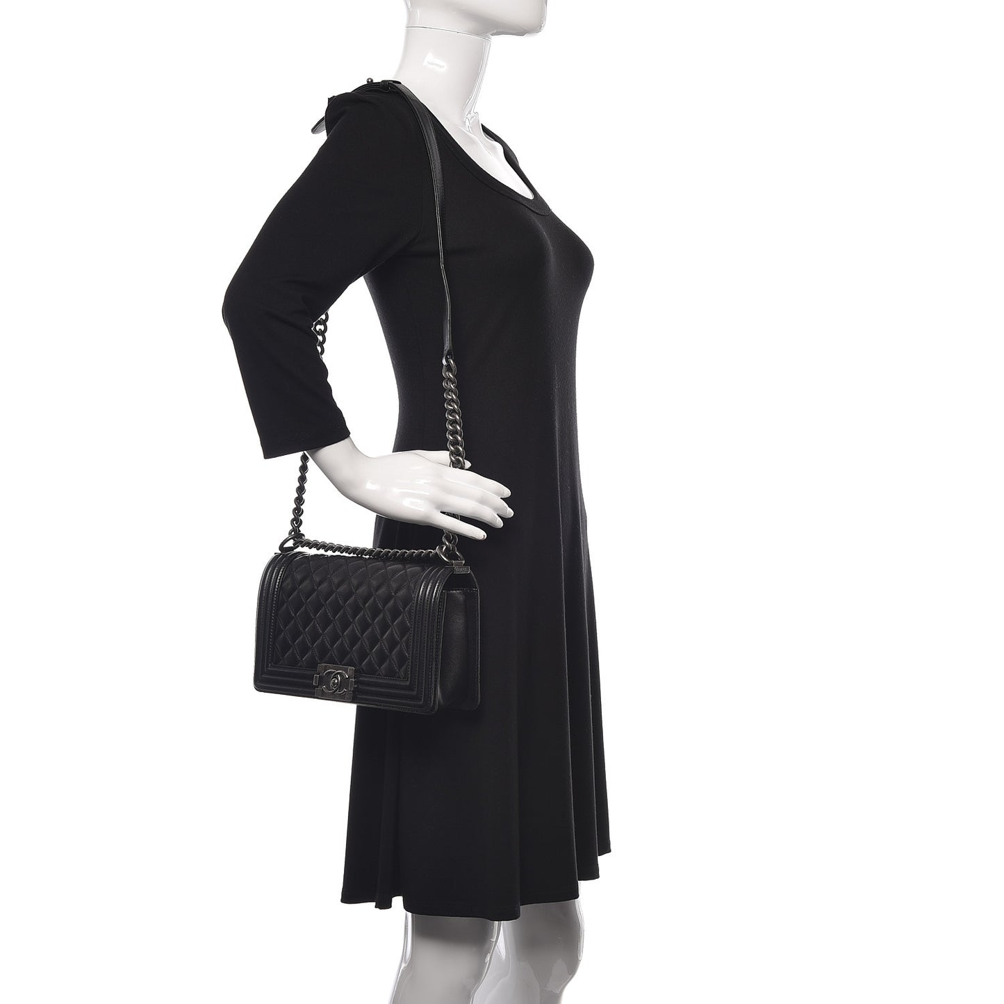 Lambskin Quilted Medium Boy Flap Black