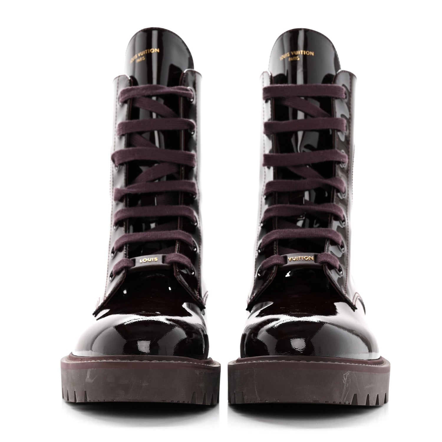 Louis Vuitton Patent Territory Ranger Boots 38.5 Bordeaux 2 of 15