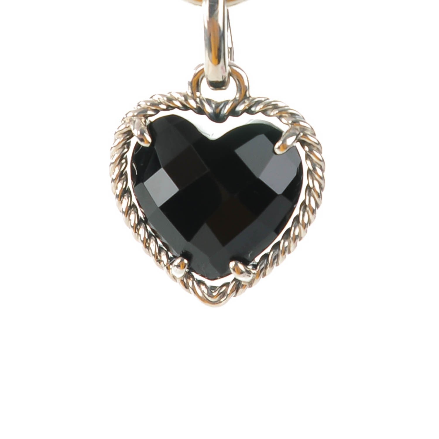 David Yurman Sterling Silver Black Onyx Blue Topaz 12mm Large Oval Link Heart Charm Bracelet 3 of 7