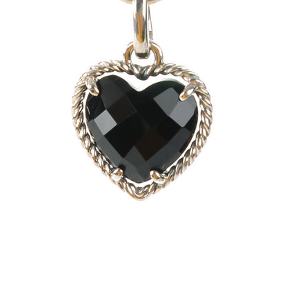 David Yurman Sterling Silver Black Onyx Blue Topaz 12mm Large Oval Link Heart Charm Bracelet 3 of 7