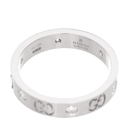 Gucci 18K White Gold Diamond Icon Band Ring 56 7.5 4 of 5