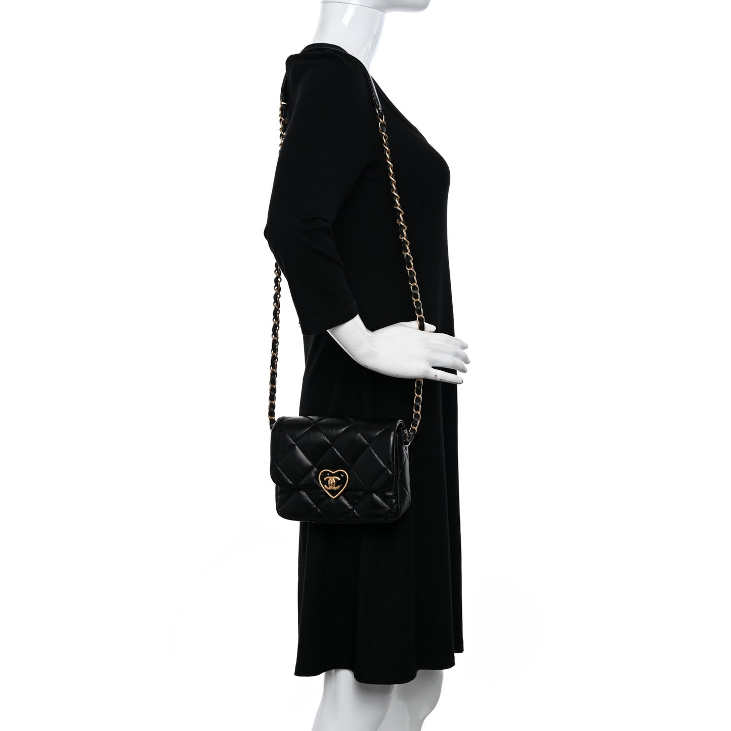 Lambskin Plexiglass Quilted Coco Love Mini Flap Black