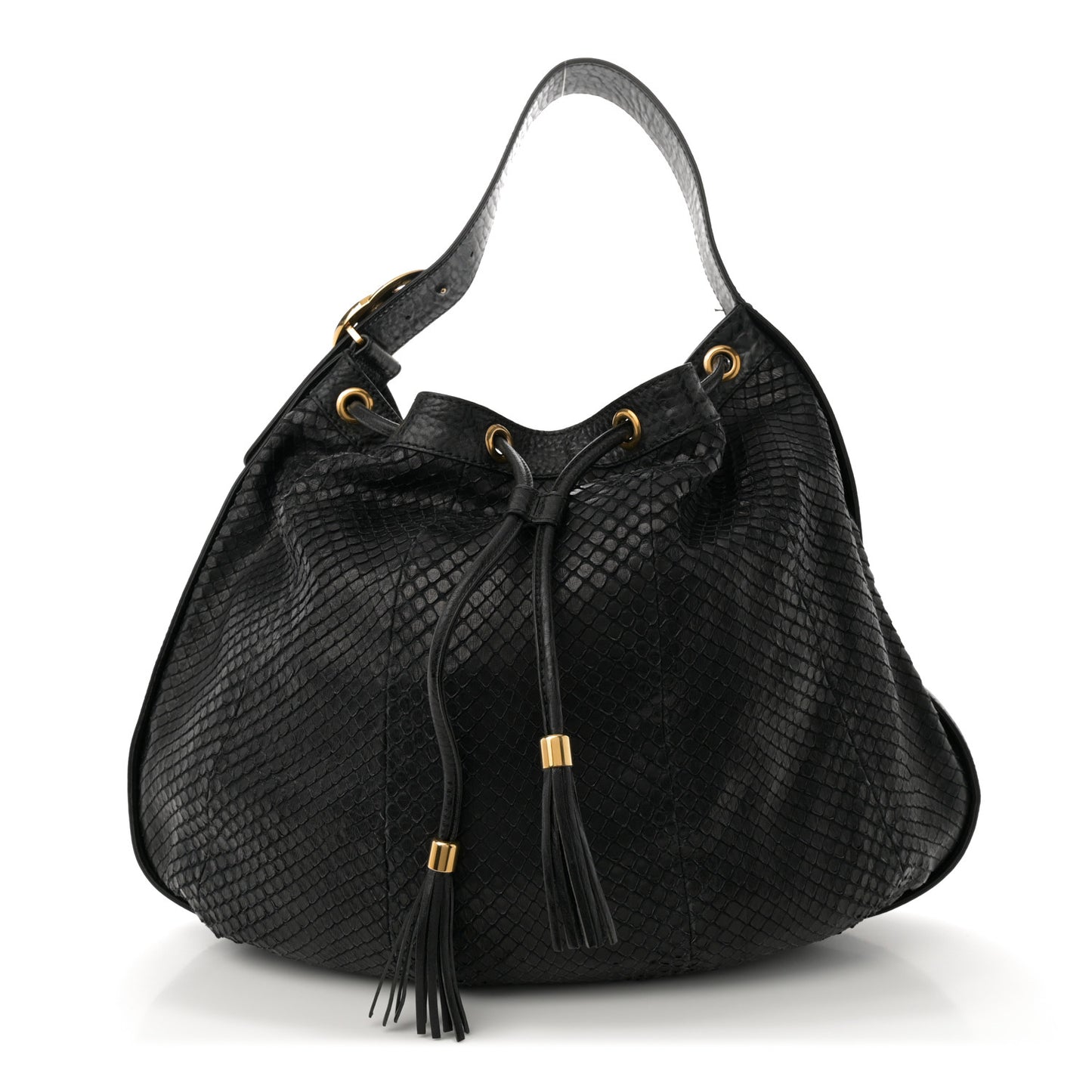 Snakeskin Medium Interlocking Icon Shoulder Bag Black