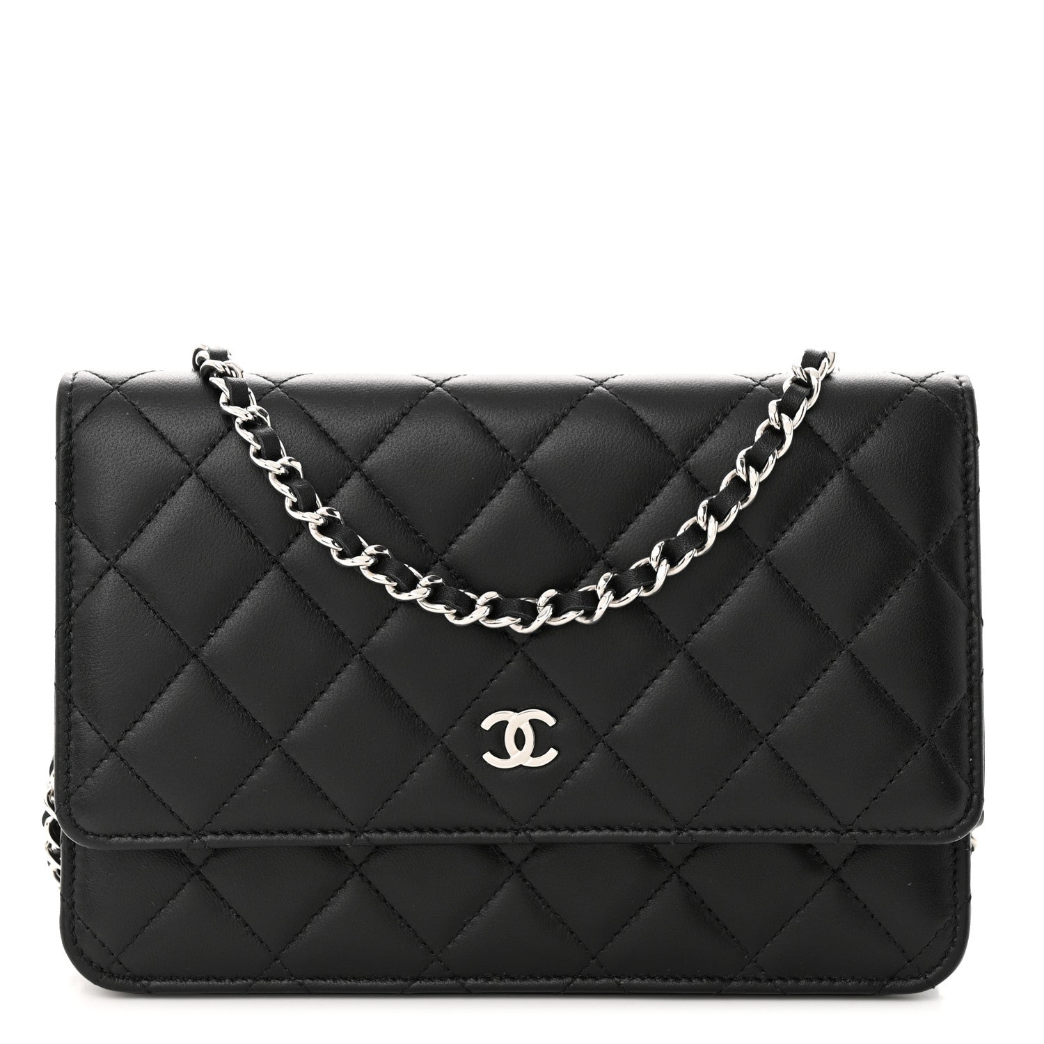 Chanel Lambskin Quilted Wallet On Chain WOC Black 1 of 13