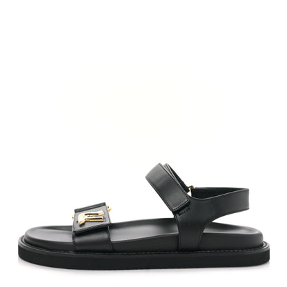 Louis Vuitton Lambskin Sunset Comfort Flat Sandal 39 Black 1 of 8