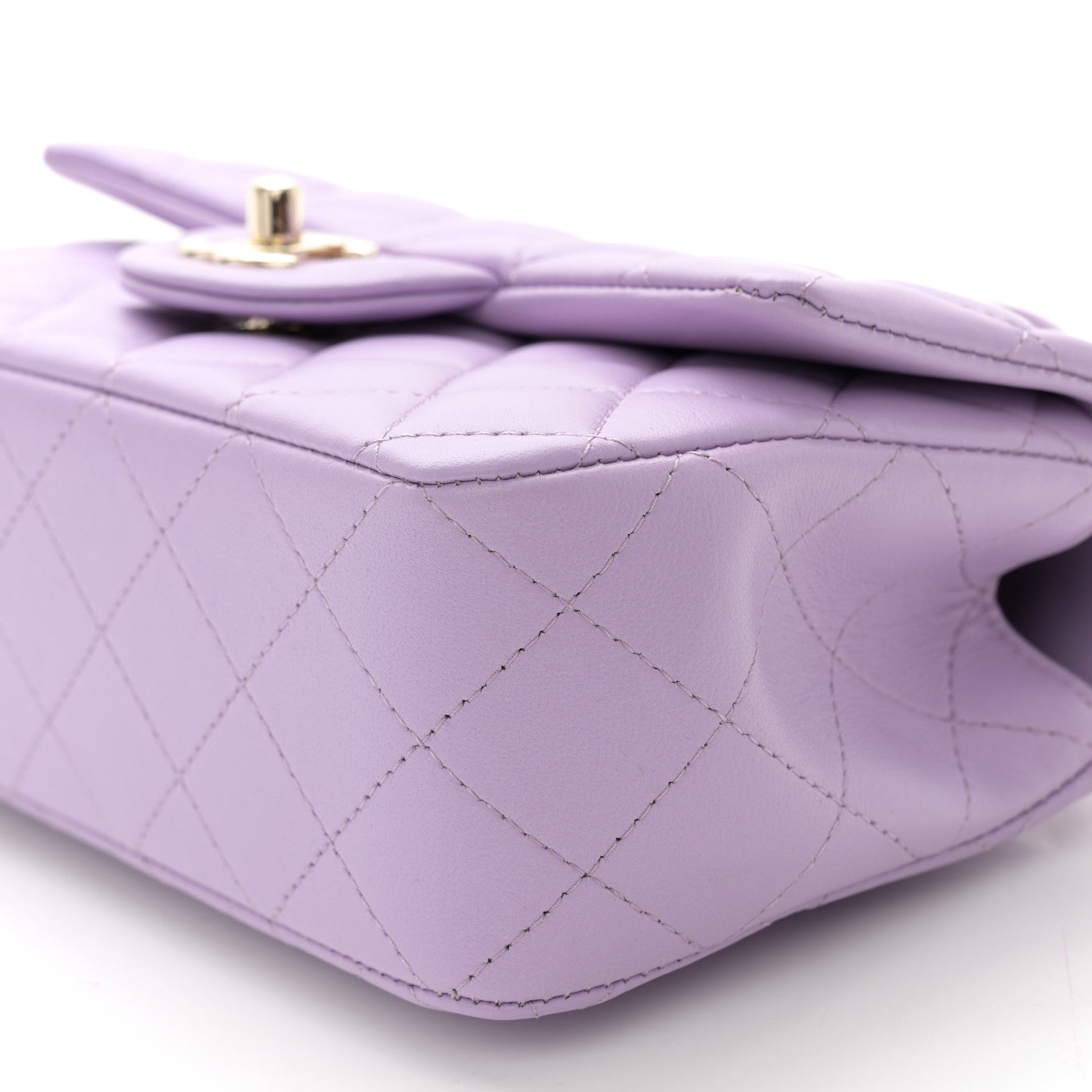 Chanel Lambskin Quilted Mini Top Handle Rectangular Flap Light Purple 10 of 11