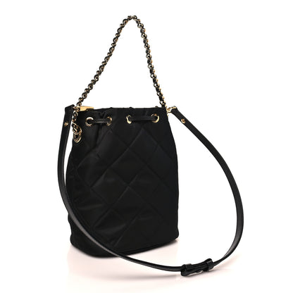 Prada Re-Nylon Saffiano Stitched Duet Bucket Bag Black 3 of 10